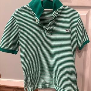 Green & White Stripe Kids Polo Shirt